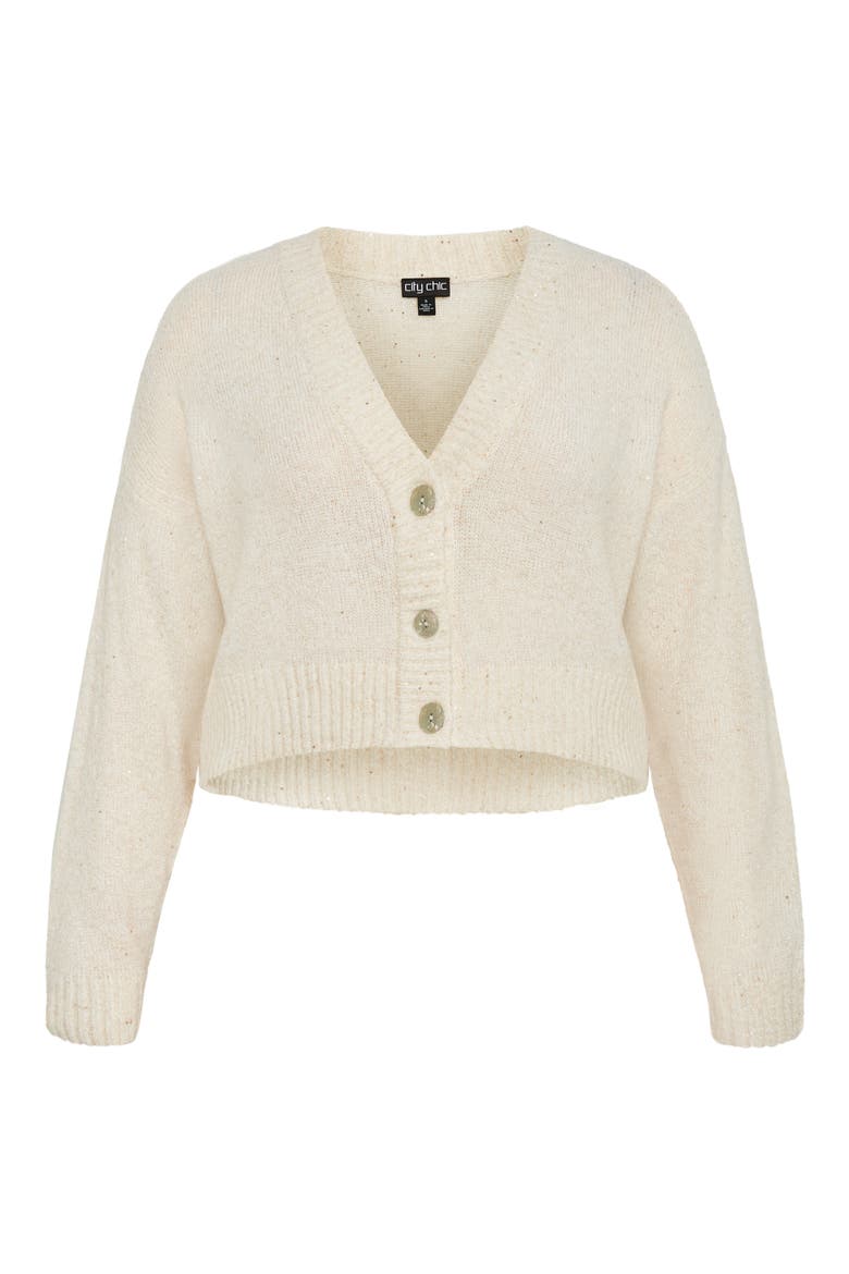 Remy Metallic Crop Cardigan, Alternate, color, CREAM