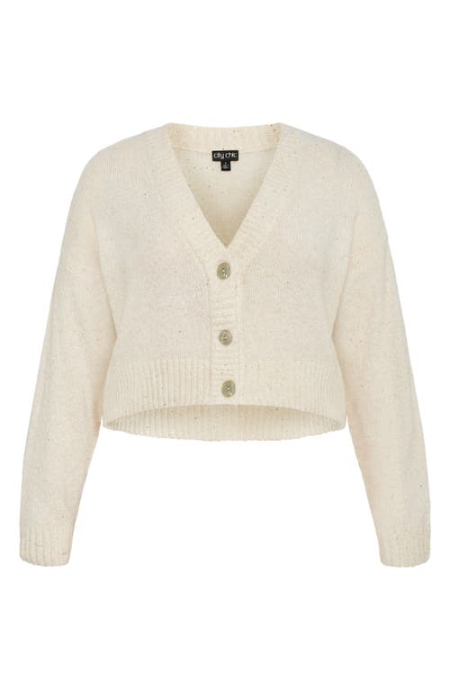 City Chic Remy Metallic Crop Cardigan In Neutral