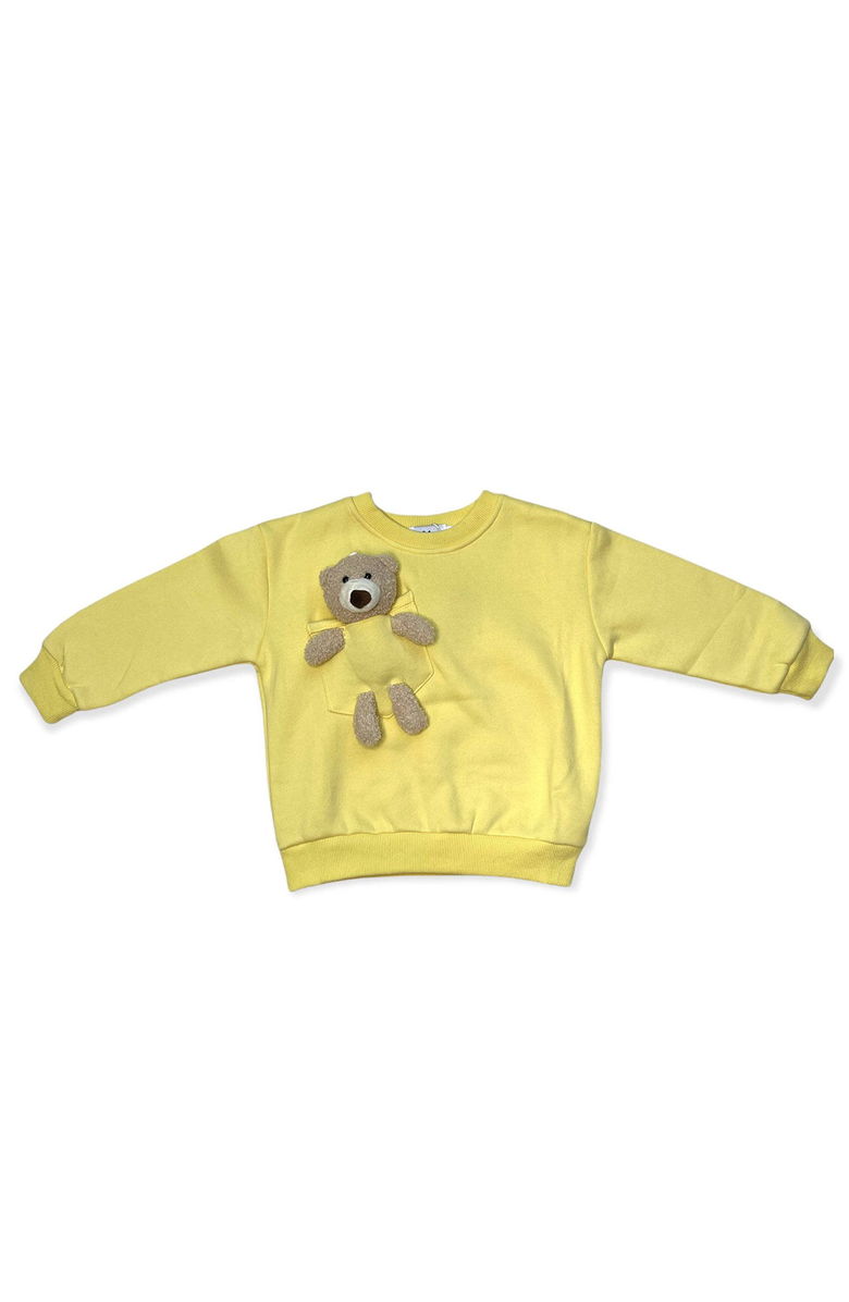 Lola + The Boys Teddy Buddy Bear Crewneck, Alternate, color, Yellow