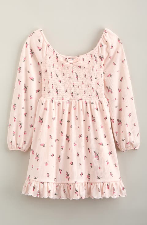 Kids' Ruffle Hem Smocked Dress