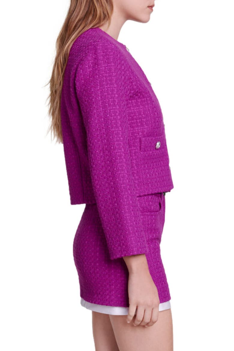 Vienna Tweed Crop Blazer, Alternate, color, FUCHSIA PINK