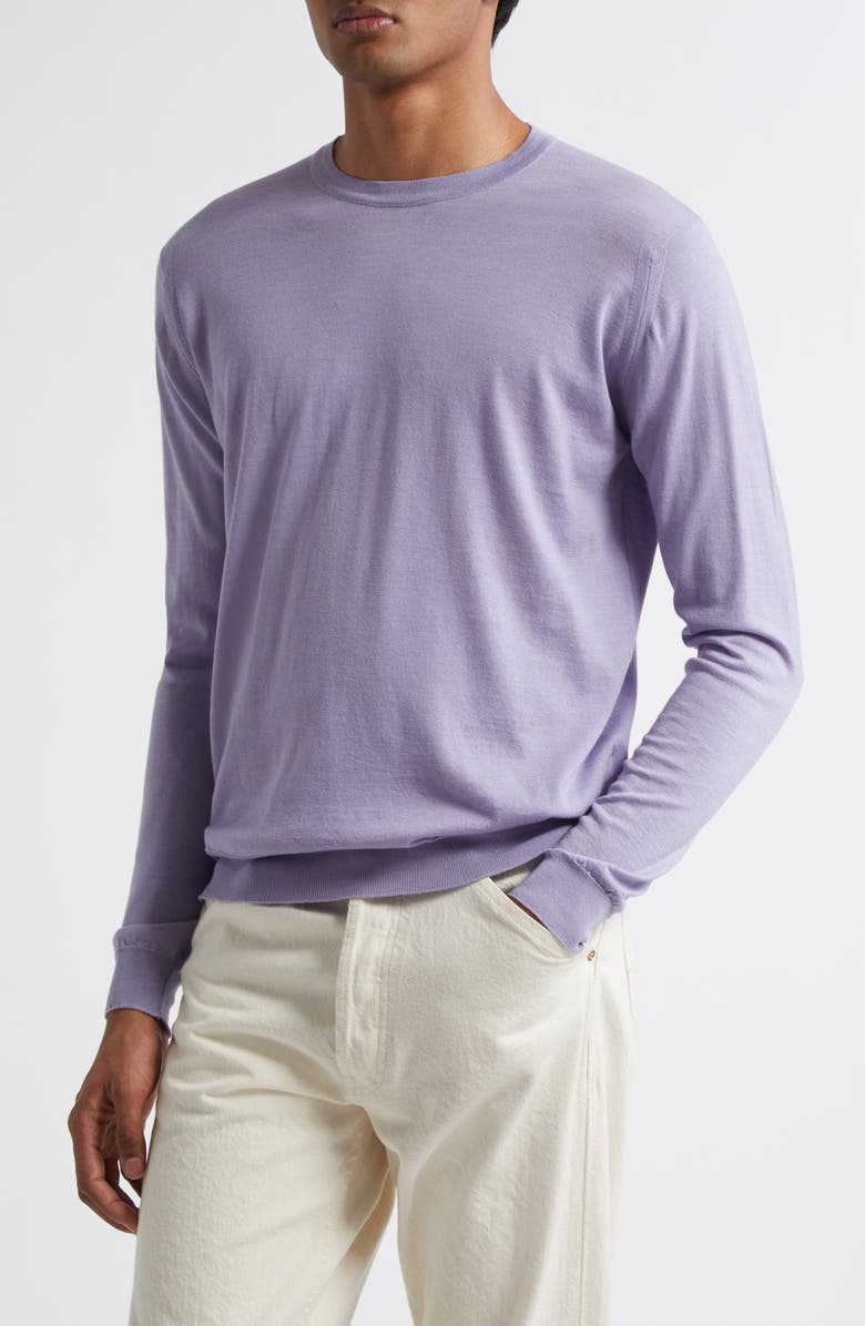 John Smedley Darley Merino Wool & Sea Island Cotton Gauze Sweater, Main, color, Lila