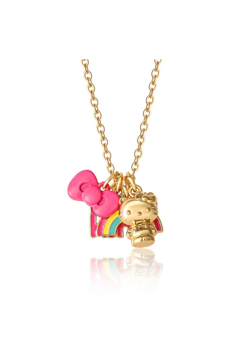 Charm Set with Necklace Chain, Alternate, color, Gold, pink