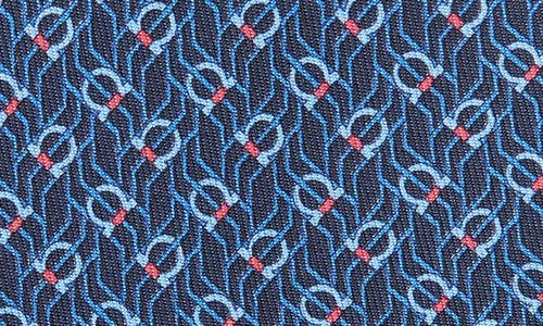 Ferragamo Tetris Gancini Silk Tie In Blue