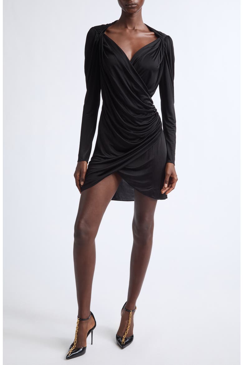 balmain jersey dress Long Sleeve Draped (Women) Flowing jersey