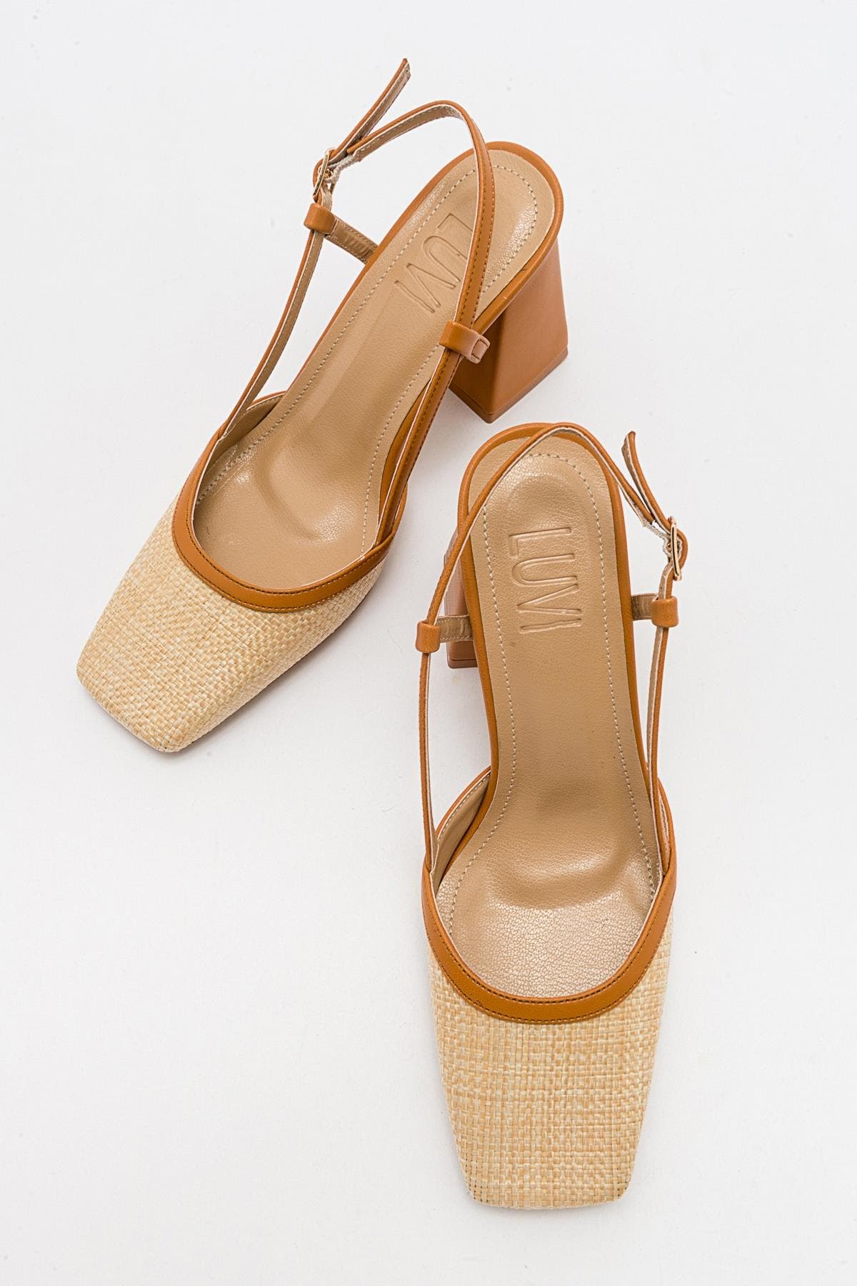 Rivie Raffia Square Toe Block Heel Pump, Alternate, color, Cognac