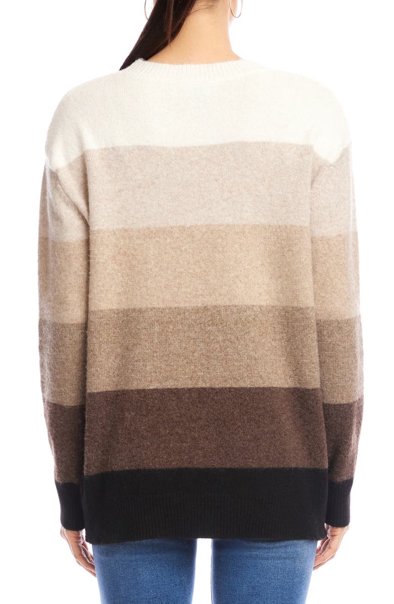 Karen Kane Ombré Stripe Colorblock Sweater, Alternate, color, Brown