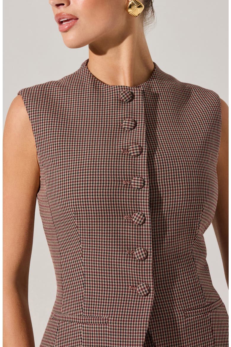 Giselle Check Vest, Alternate, color, BROWN WINE PLAID