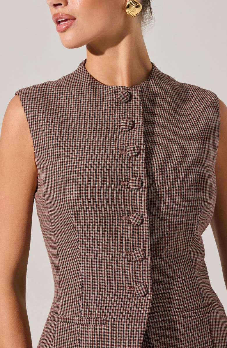 ASTR the Label Giselle Check Vest, Alternate, color, Brown Wine Plaid
