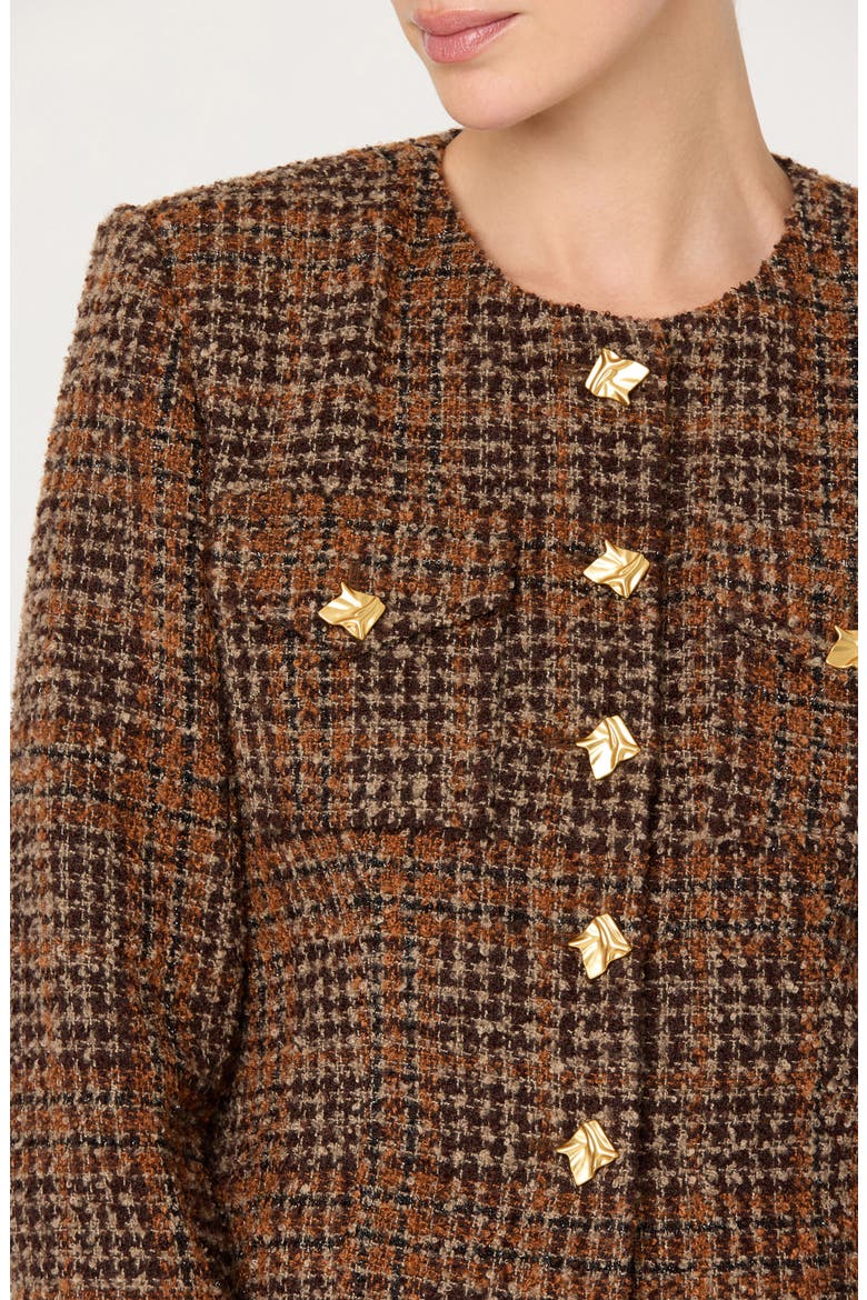 Kyleigh Tweed Jacket, Alternate, color, RUST BROWN