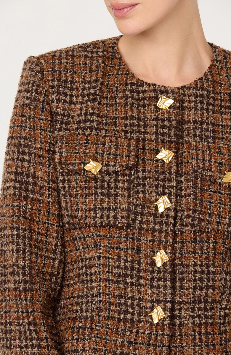 ASTR the Label Kyleigh Tweed Jacket, Alternate, color, Rust Brown