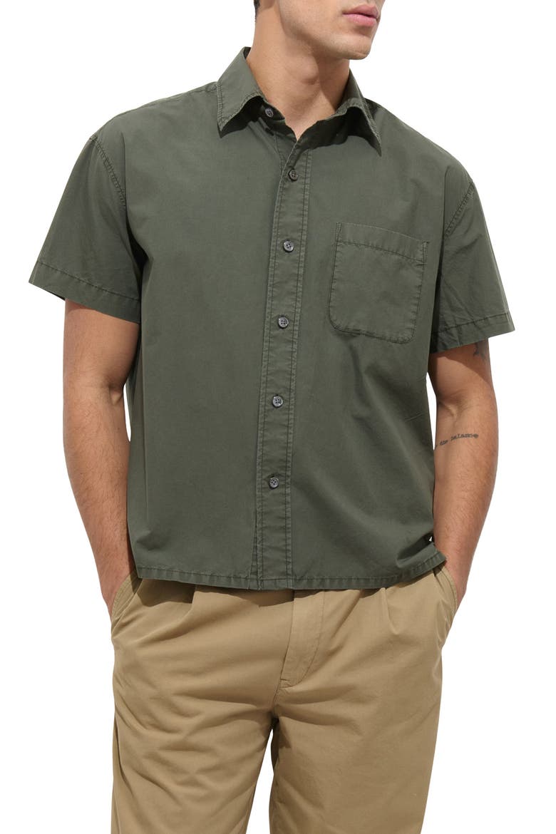 Franklin Short Sleeve Cotton Poplin Button-Up Shirt, Main, color, FLIGHT GREEN
