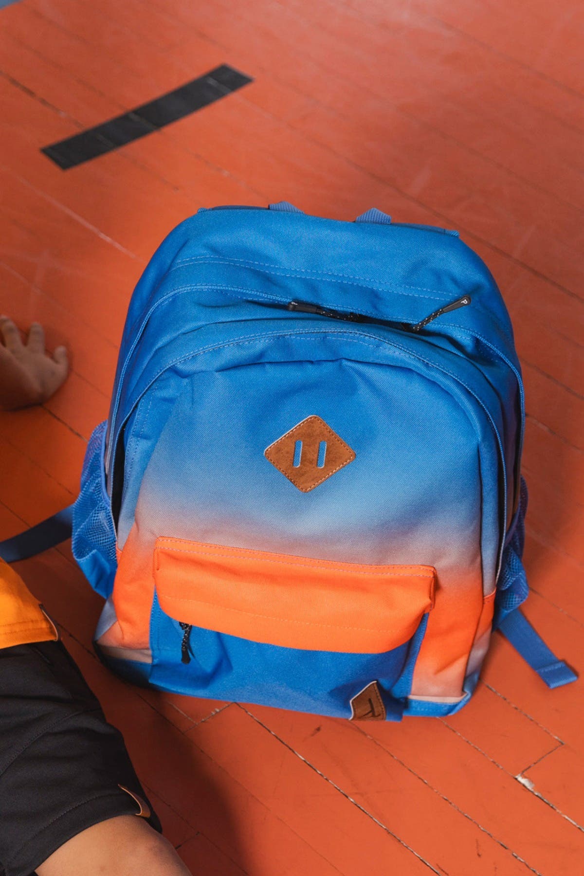 Deux par Deux Gradient Practical Durable Spacious Backpack, Alternate, color, Beige Blue And Orange Gradient