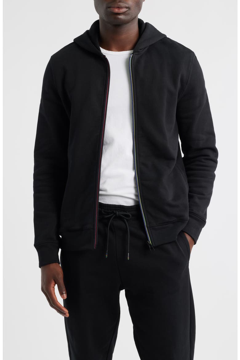 Sports Organic Cotton Zip Hoodie, Main, color, BLACK