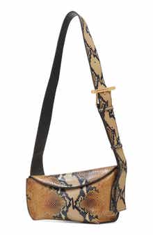 McQueen T-Bar Sling Python Embossed Leather Crossbody Bag