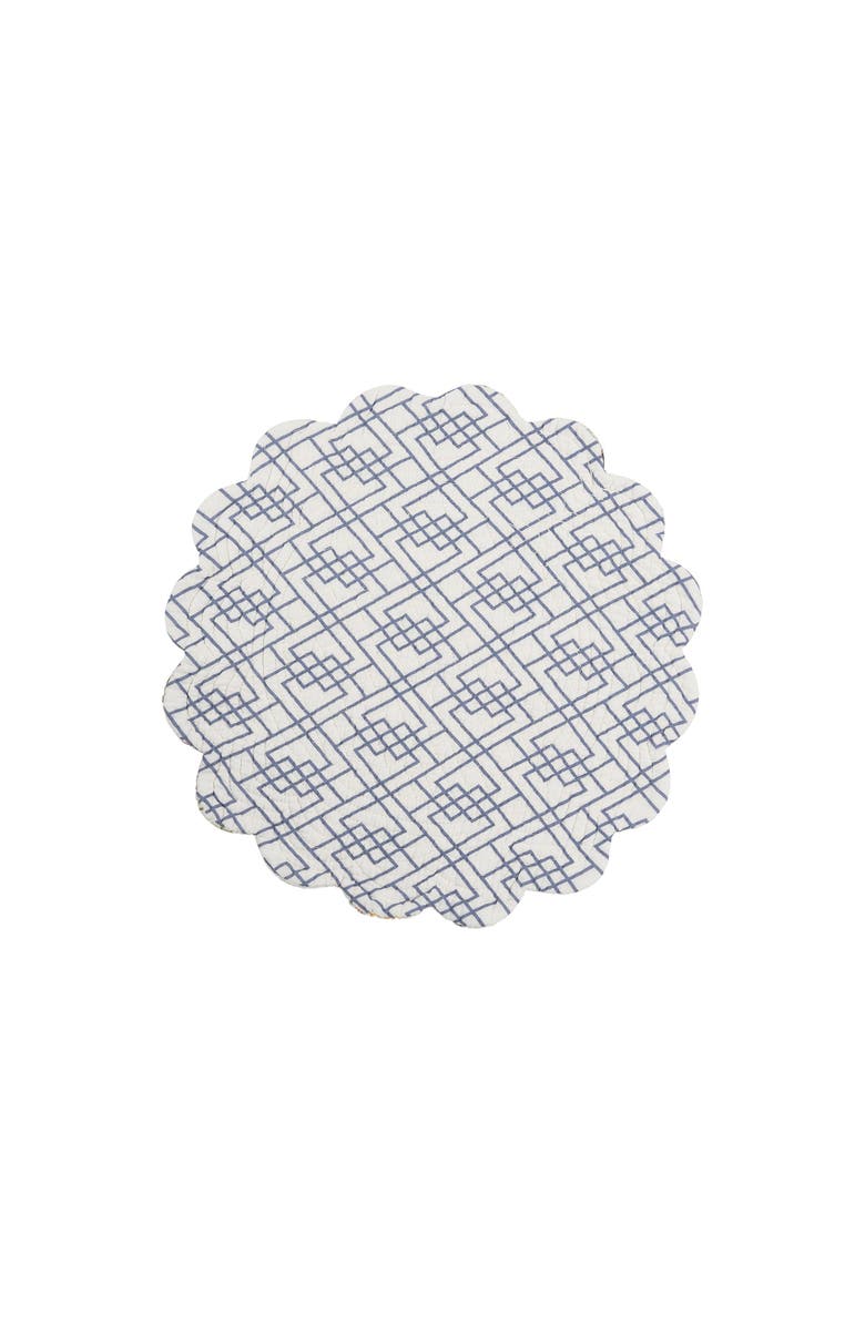 C&F Home Genevieve Floral Flowers Botanical Round Cotton Quilted Spring Summer Placemats, Set of 6, 17", Alternate, color, Green