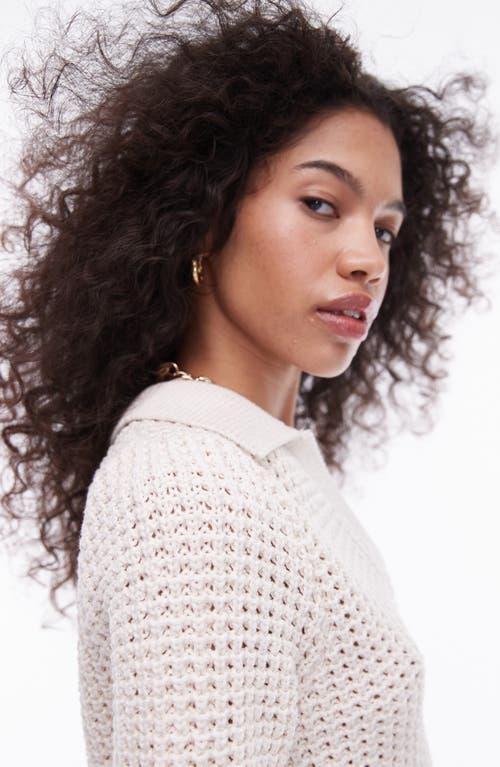 Topshop Short Sleeve Chunky Cotton Sweater In White