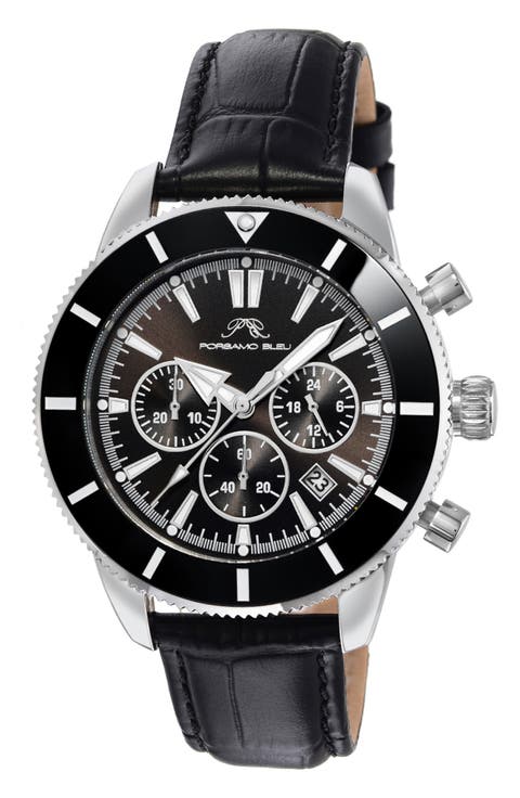 Brandon Leather Strap Chronograph, 44mm