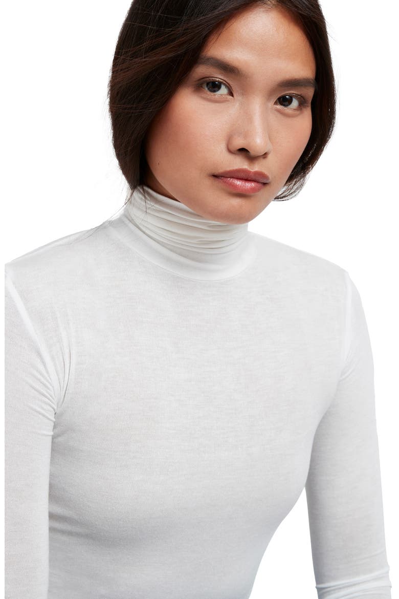Eloise Turtleneck Semisheer Jersey Top, Alternate, color, OFF WHITE