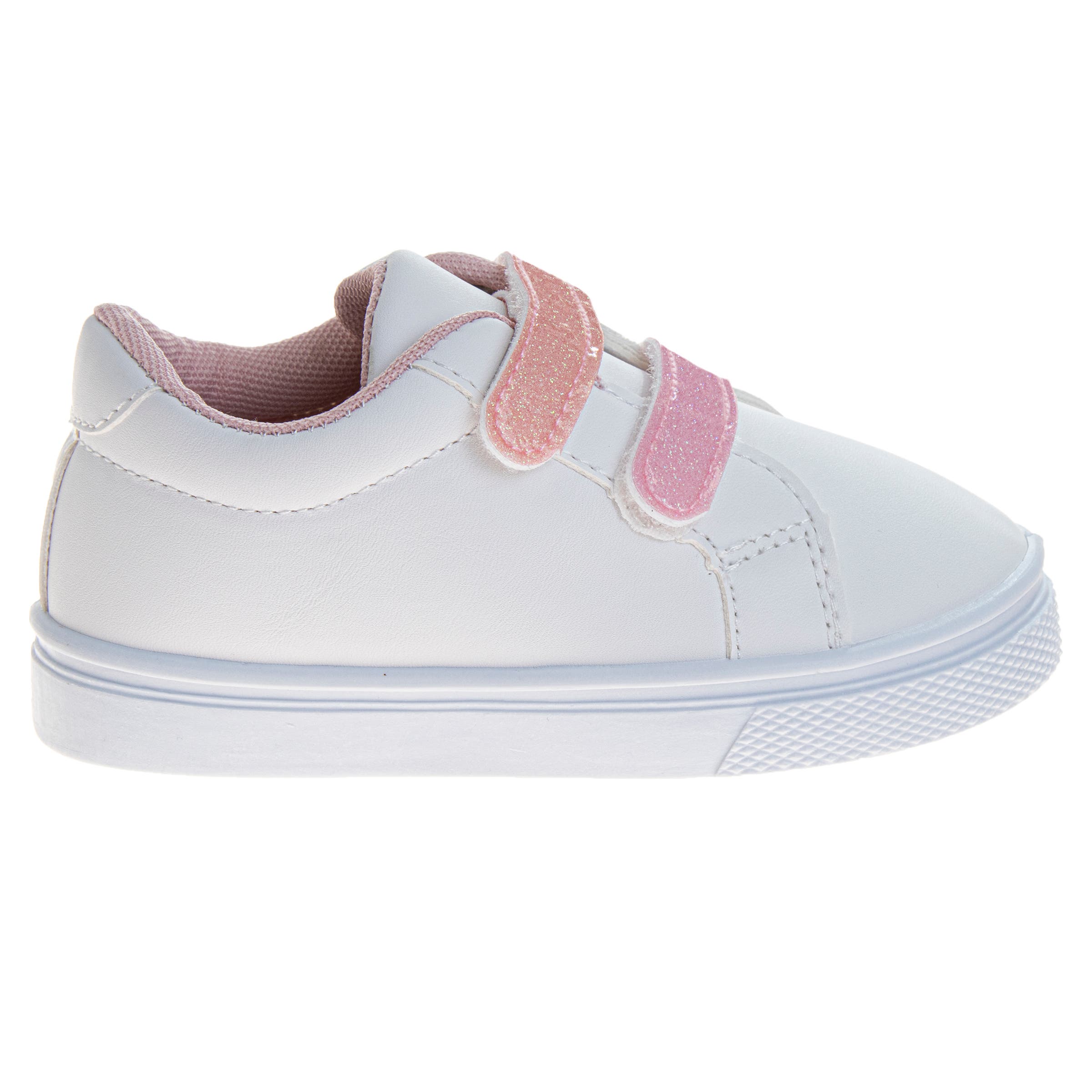 Laura Ashley Hook and Loop Girls' Casual Sneakers., Alternate, color, White/Pink