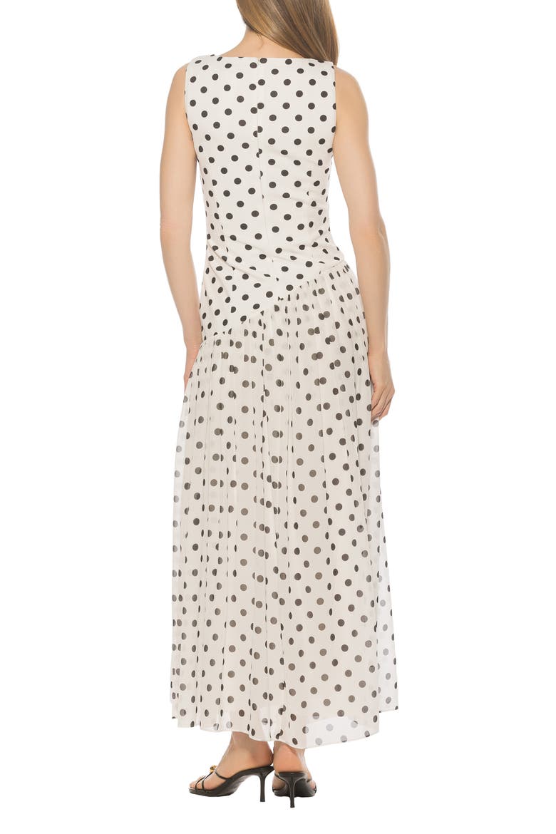 Elowen U-Neck Maxi Dress, Alternate, color, IVORY POLKA