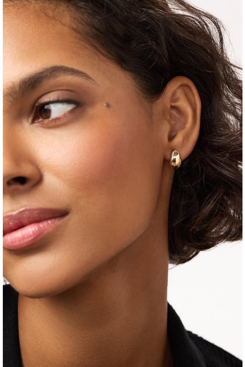 Gold Stud Earrings - Gold Teardrop Huggie Studs, Alternate, color, Gold