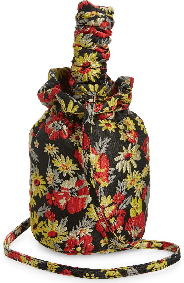 Ganni Floral Ruched Top Handle Bag, Alternate, color,