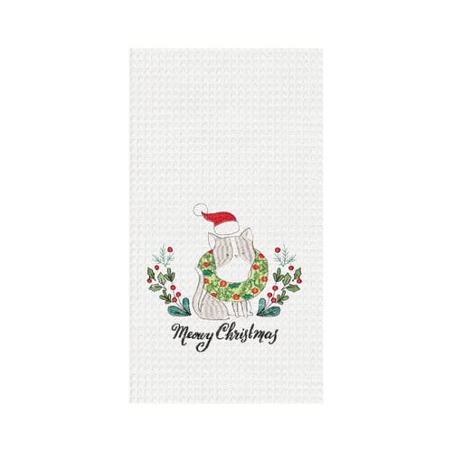C & F Home C&f Home 27" X 18" "meowy Christmas" Sentiment Featuring Cat In White