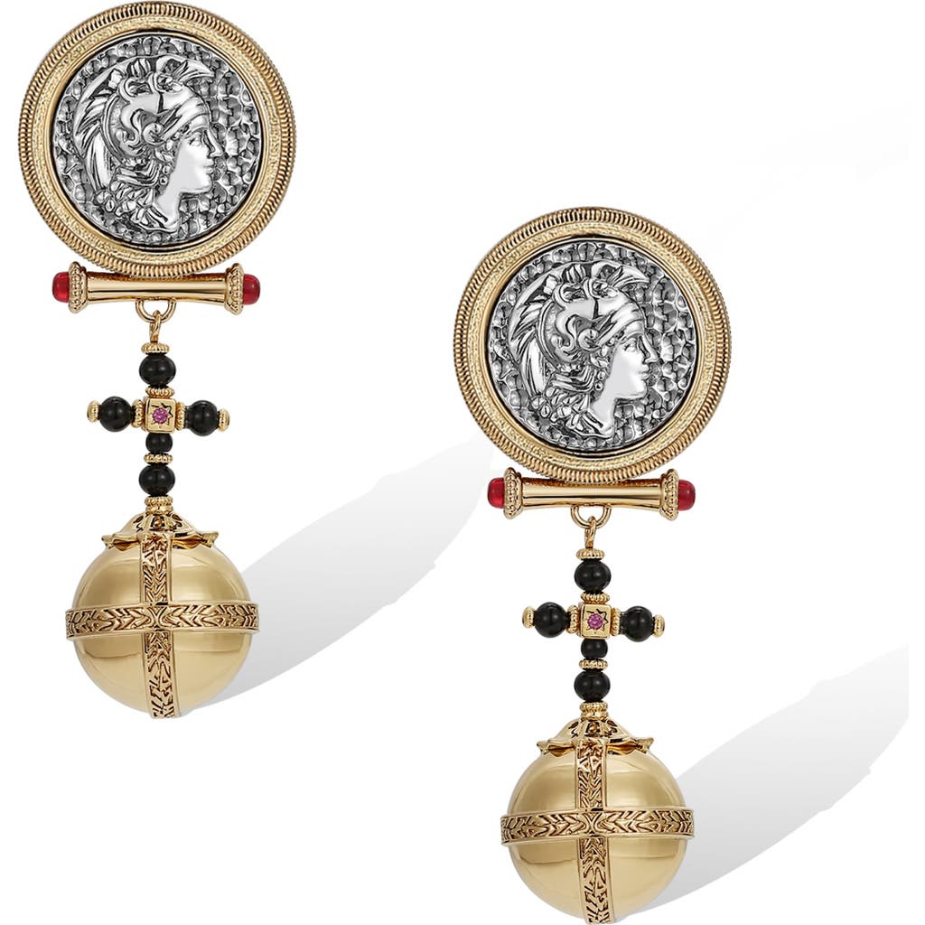 Rc Retro Chic Globus Cruciger Coin Earrings In Gold