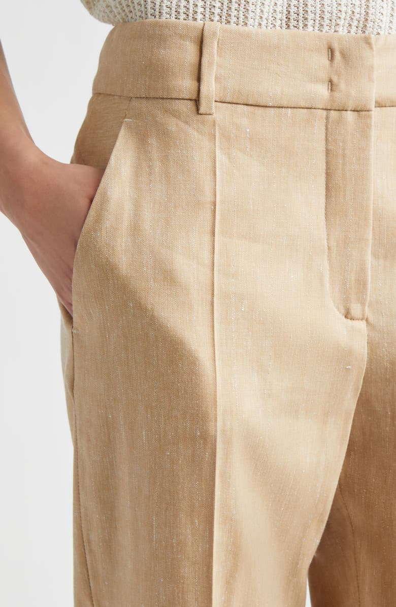 Eleventy Drago Linen & Wool Slub Twill Ankle Pants, Alternate, color, 173 Taupe Cognac