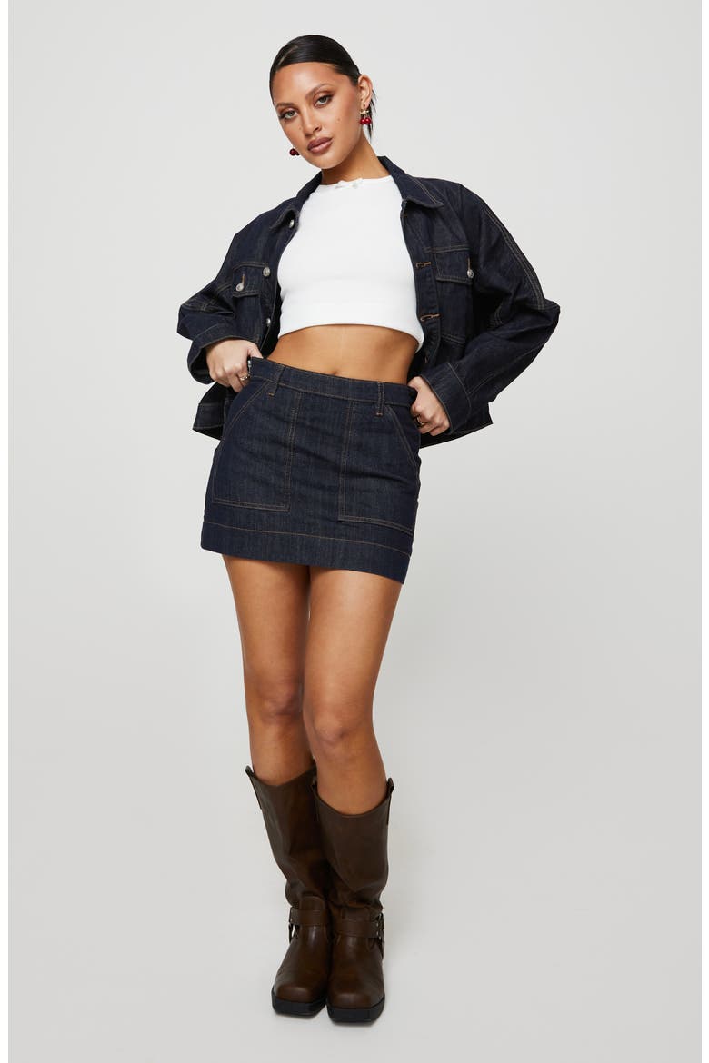 Hughes Boxy Crop Denim Jacket, Alternate, color, DARK BLUE