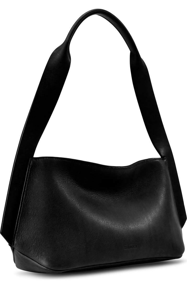 Shinola Small Derby Leather Shoulder Bag, Alternate, color, Black