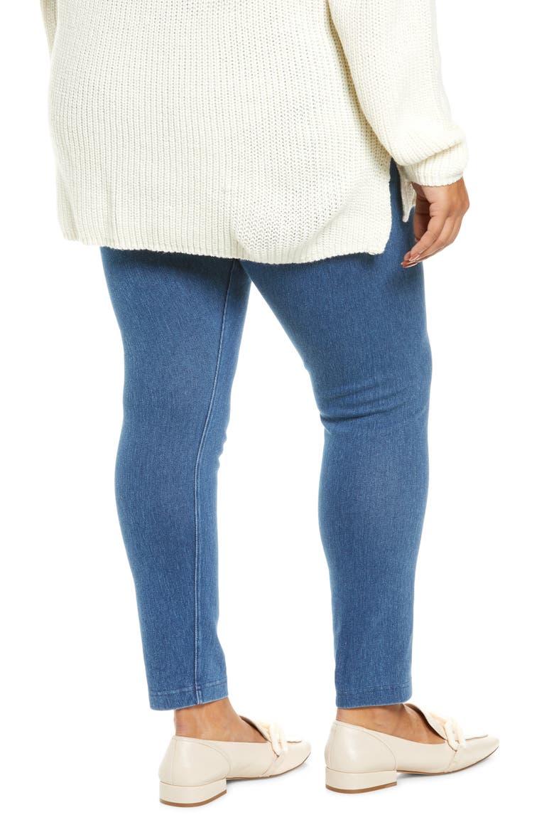 'Lyssentials High Rise Stretch Denim Leggings, Alternate, color, MID WASH