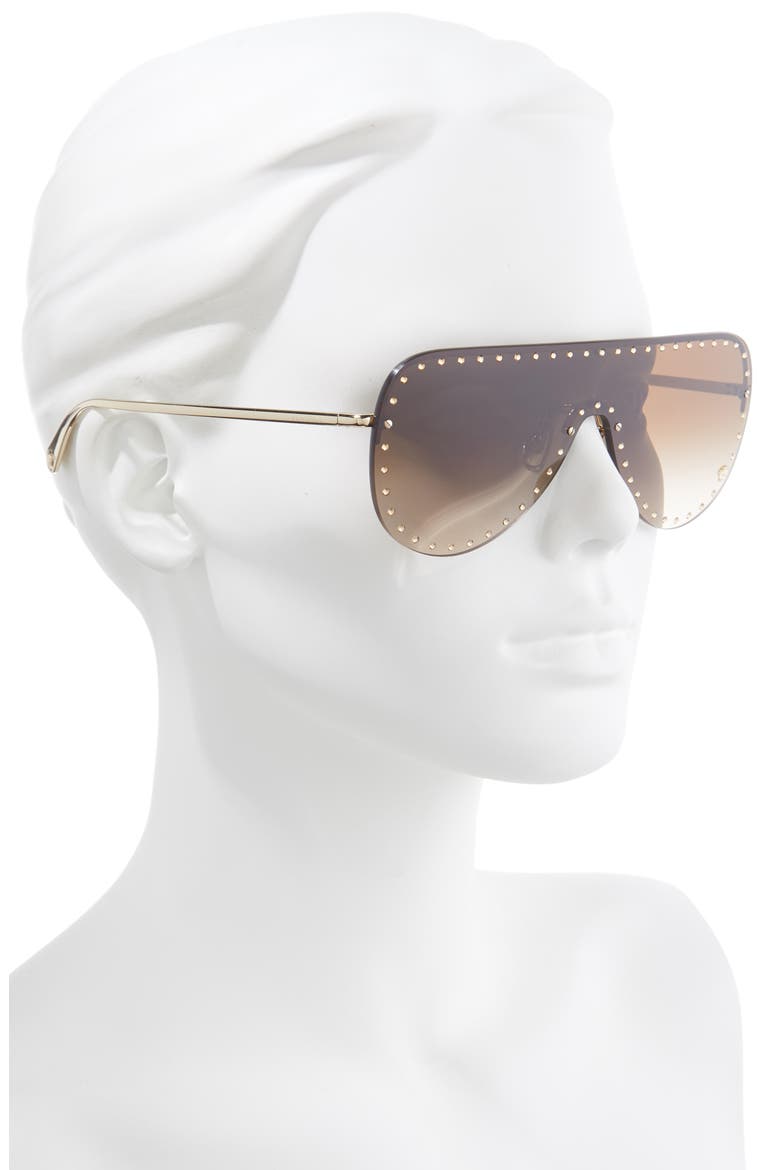 Shield Sunglasses, Alternate, color, PALE GOLD/ BROWN GRADIENT