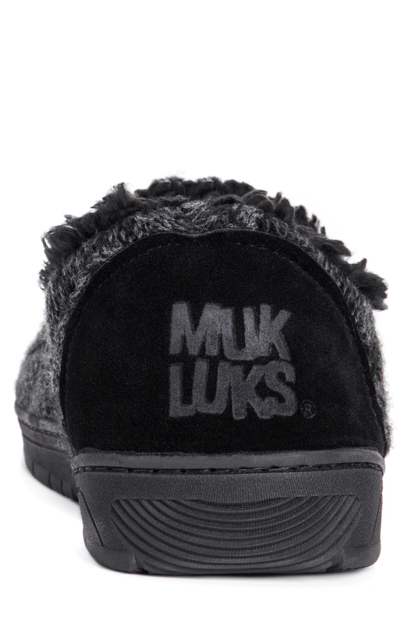 John Faux Shearling Lined Slipper, Alternate, color, EBONY/ DARK GREY