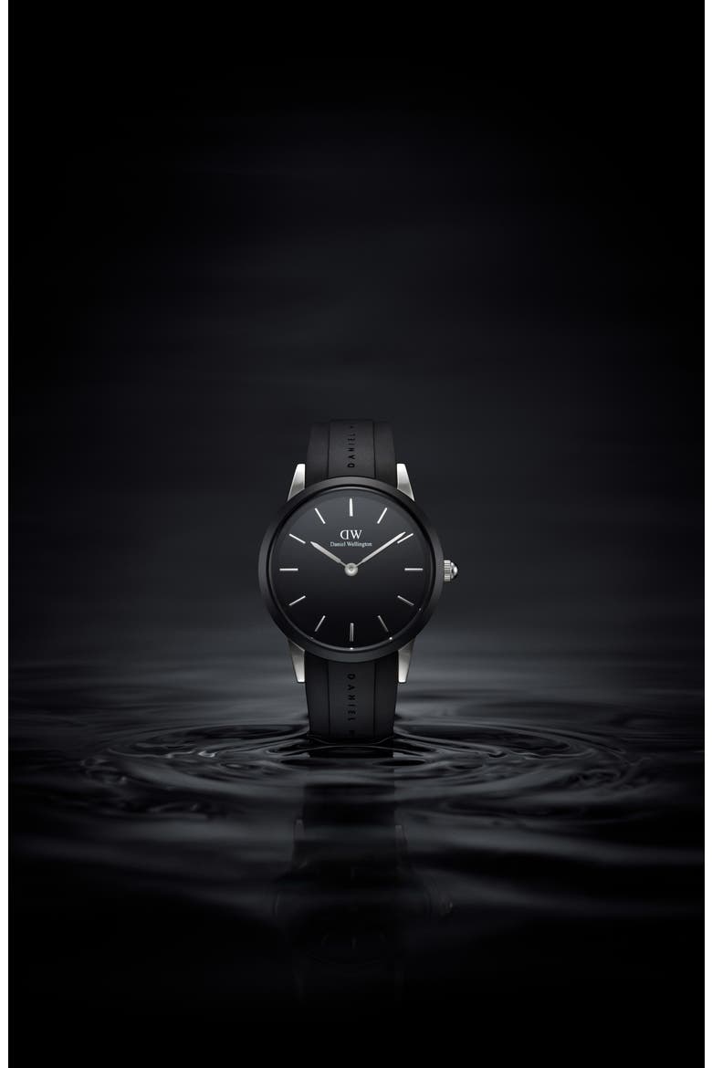 Iconic Motion Rubber Strap Watch, 40mm, Alternate, color, SILVER/ BLACK