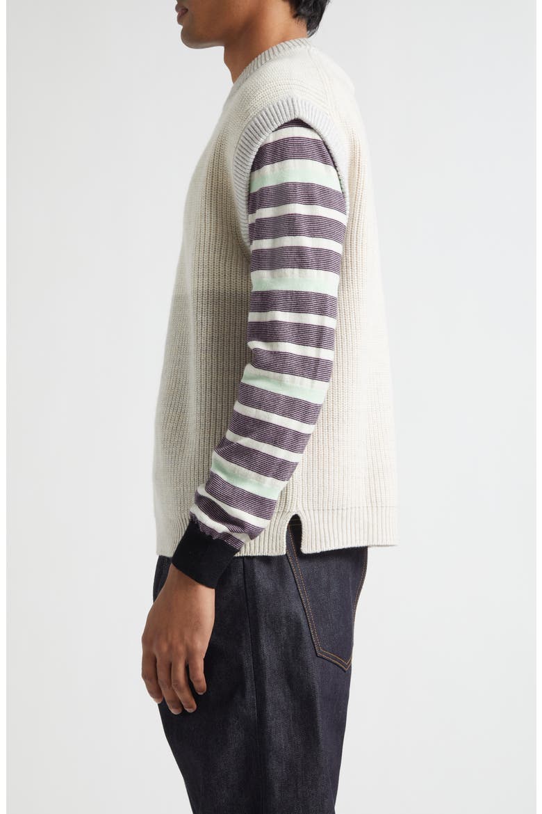 Oda Colorblock One of a Kind Crewneck Sweater Vest, Alternate, color, TONAL WHITE