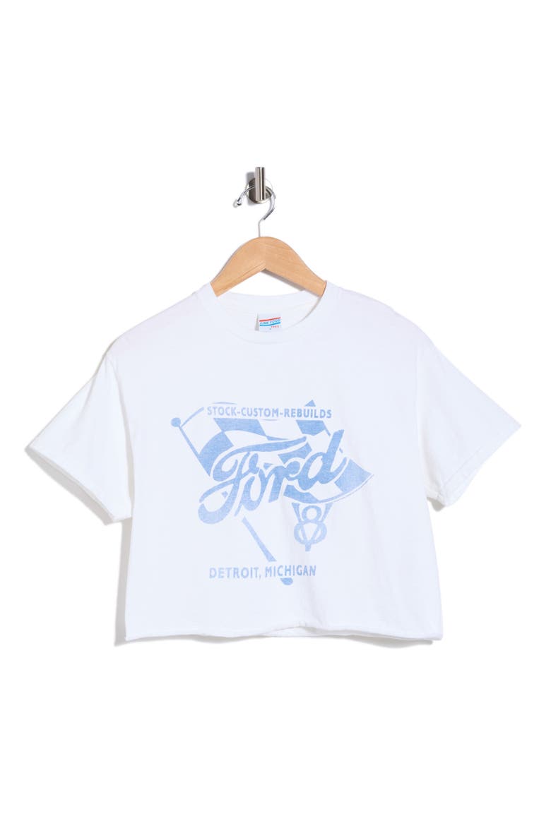 Ford Flag Crop Cotton Graphic T-Shirt, Alternate, color, WHITE