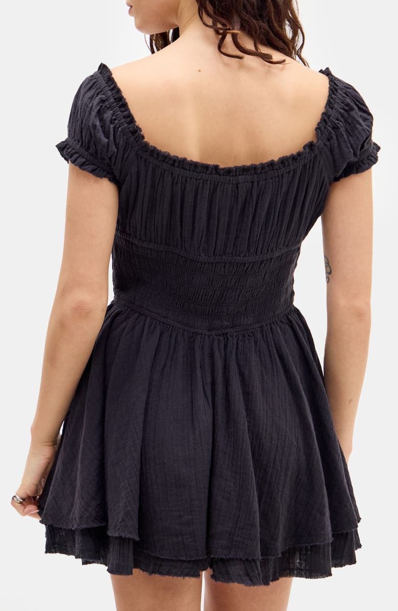 BDG Urban Outfitters Rowan Cap Sleeve Cotton Romper, Alternate, color, Black