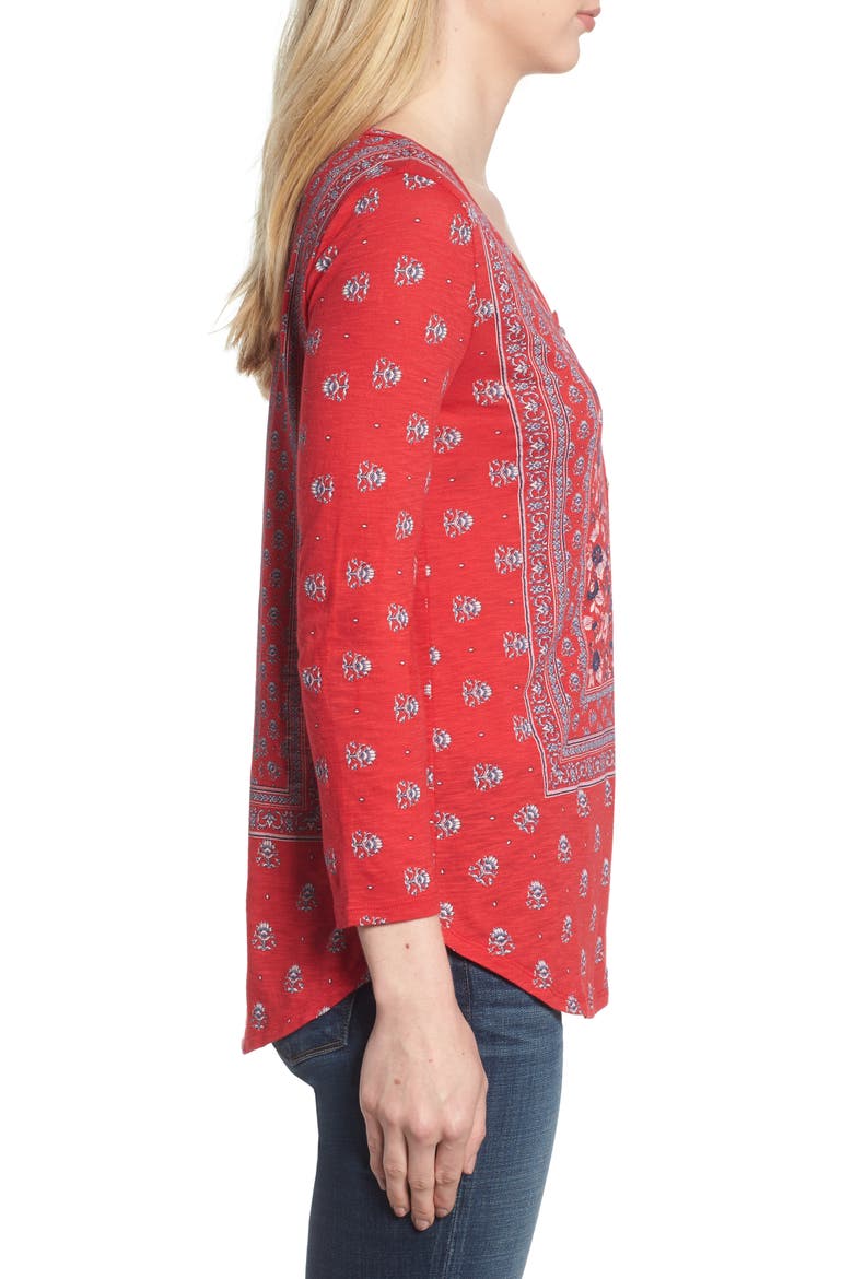 Bandana Peasant Top, Alternate, color, RED MULTI