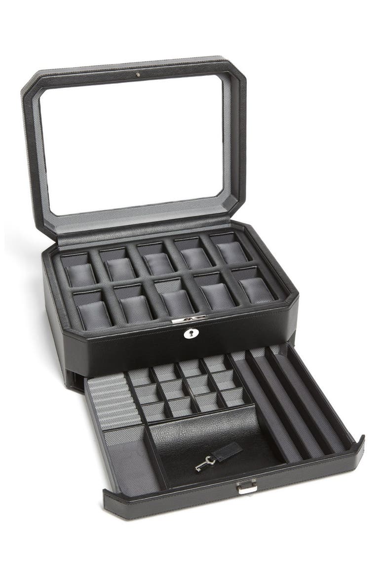 Windsor Watch & Accessory Case, Alternate, color, BLACK