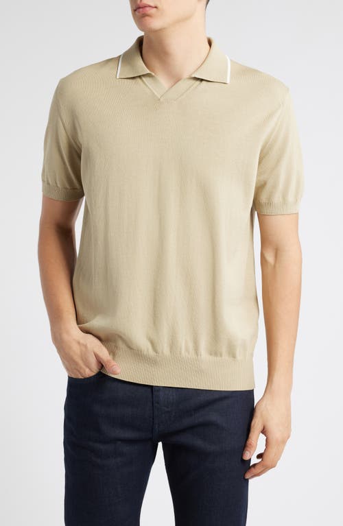 Canali Regular Fit Johnny Collar Polo In Beige