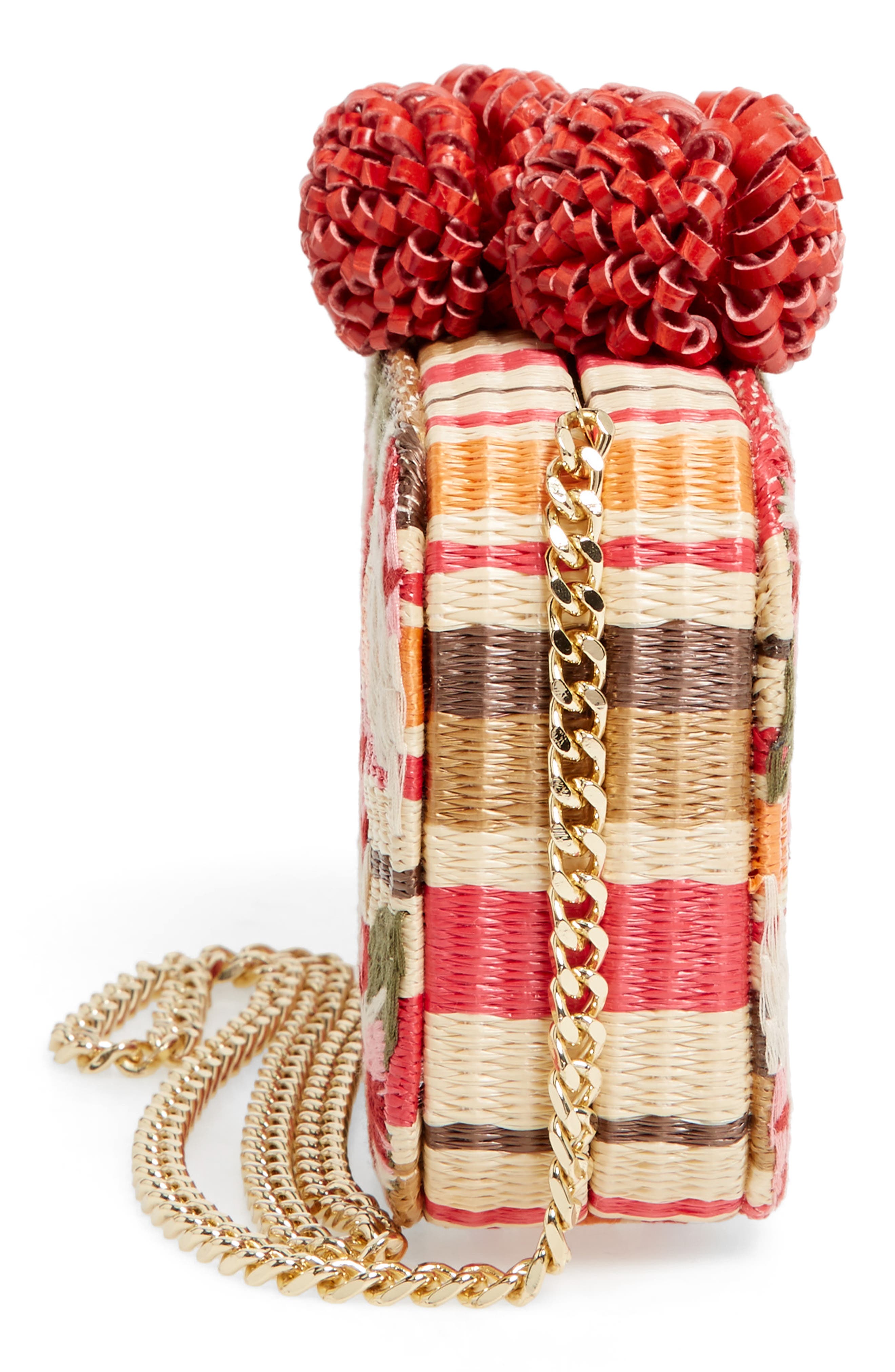 Milly Straw Minaudière, Alternate, color, ROSE SHADOW MULTI
