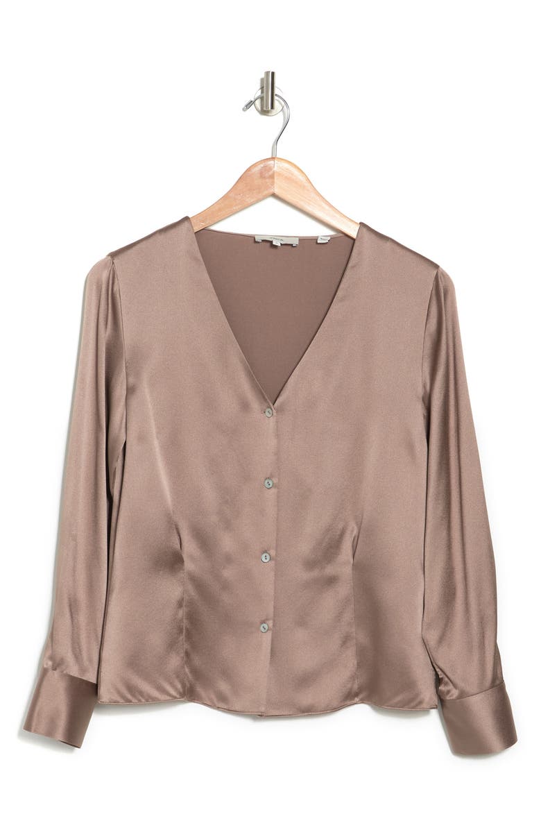 Vince Long Sleeve V-Neck Silk Blouse, Alternate, color, 