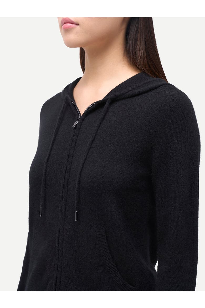 Woman Zipper Hoodie with Smiley Pocket, Alternate, color, black
