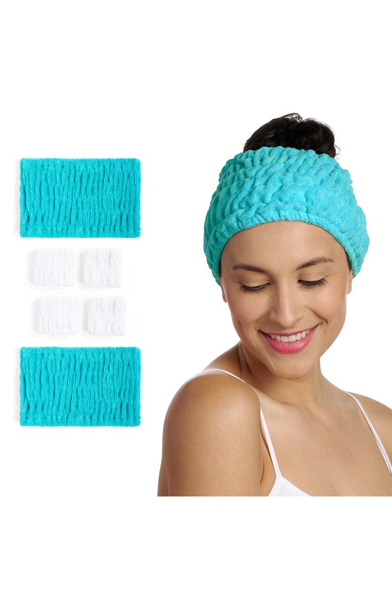 TURBIE TWIST 2 Turbie Band and 4 Turbie Wrist Bands Cotton Set, Main, color, Capri