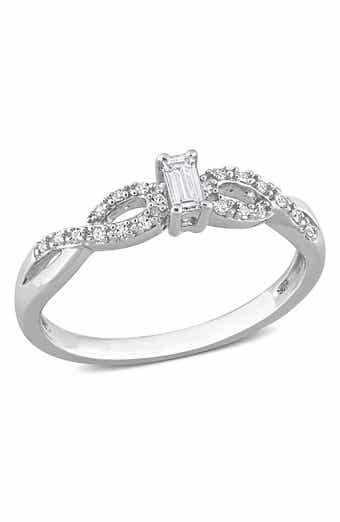 Sterling Silver Created White Sapphire & Diamond Ring