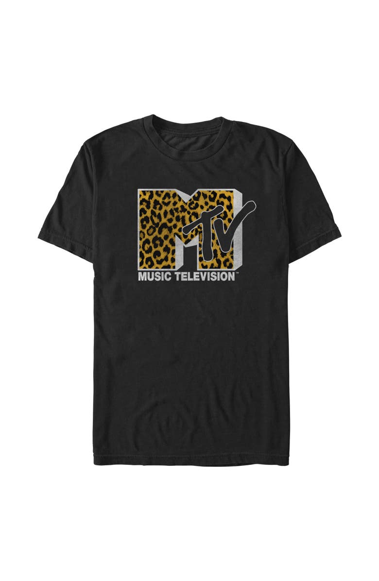 MTV Men's MTV Boombox Logo  Graphic T-Shirt, Main, color, Black: Cheetah