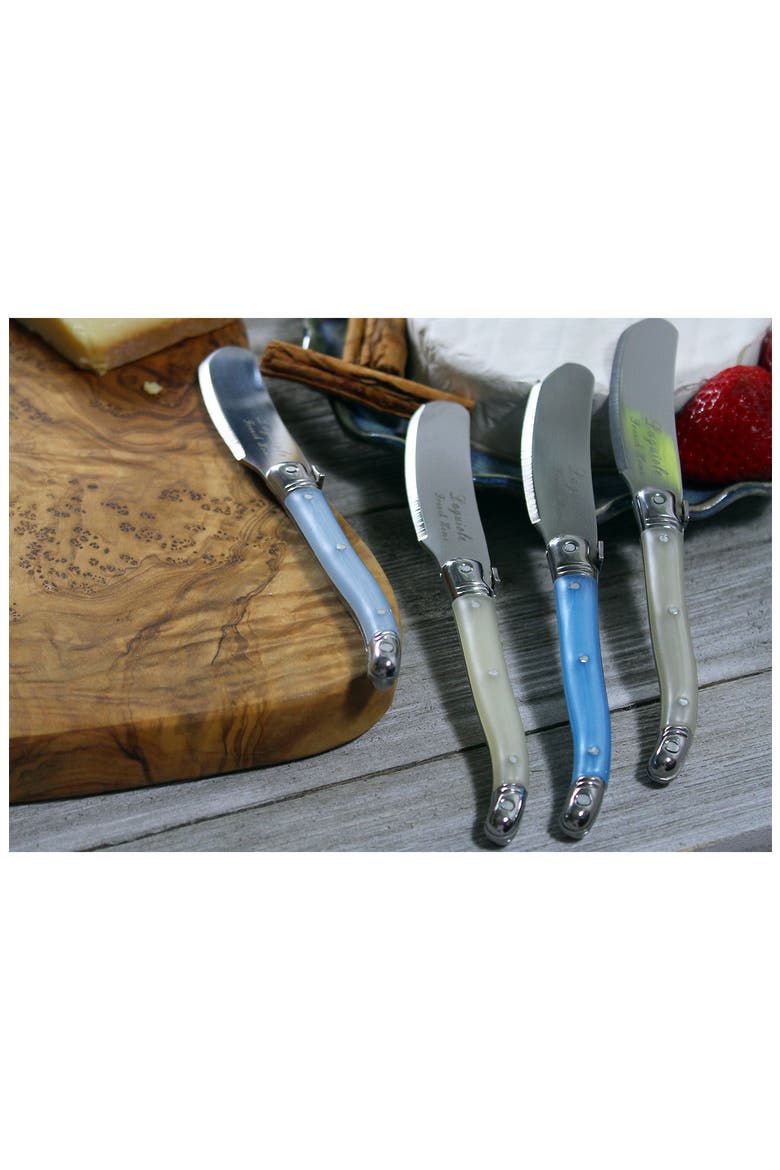7-Piece Laguiole Cream & Blue Cheese Knife & Spreader Set, Alternate, color, BLUE AND IVORY
