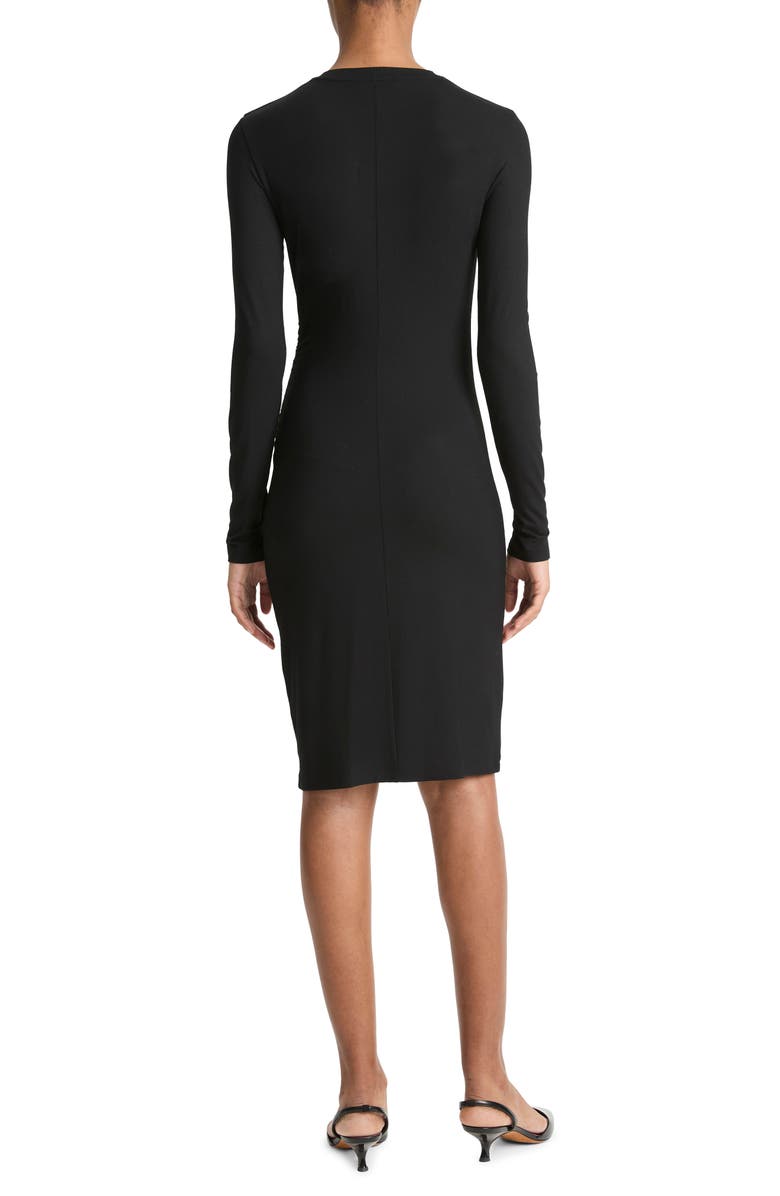 Vince Draped Long Sleeve Crewneck Dress, Alternate, color, Black